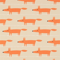 Mr Fox Applique Tangerine Linen 131655 Pillows